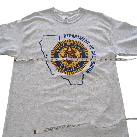 US American Legion Dept of CA T-Shirt Men's Size L Gray Gildan Ultra Cotton - Picture 7 of 10